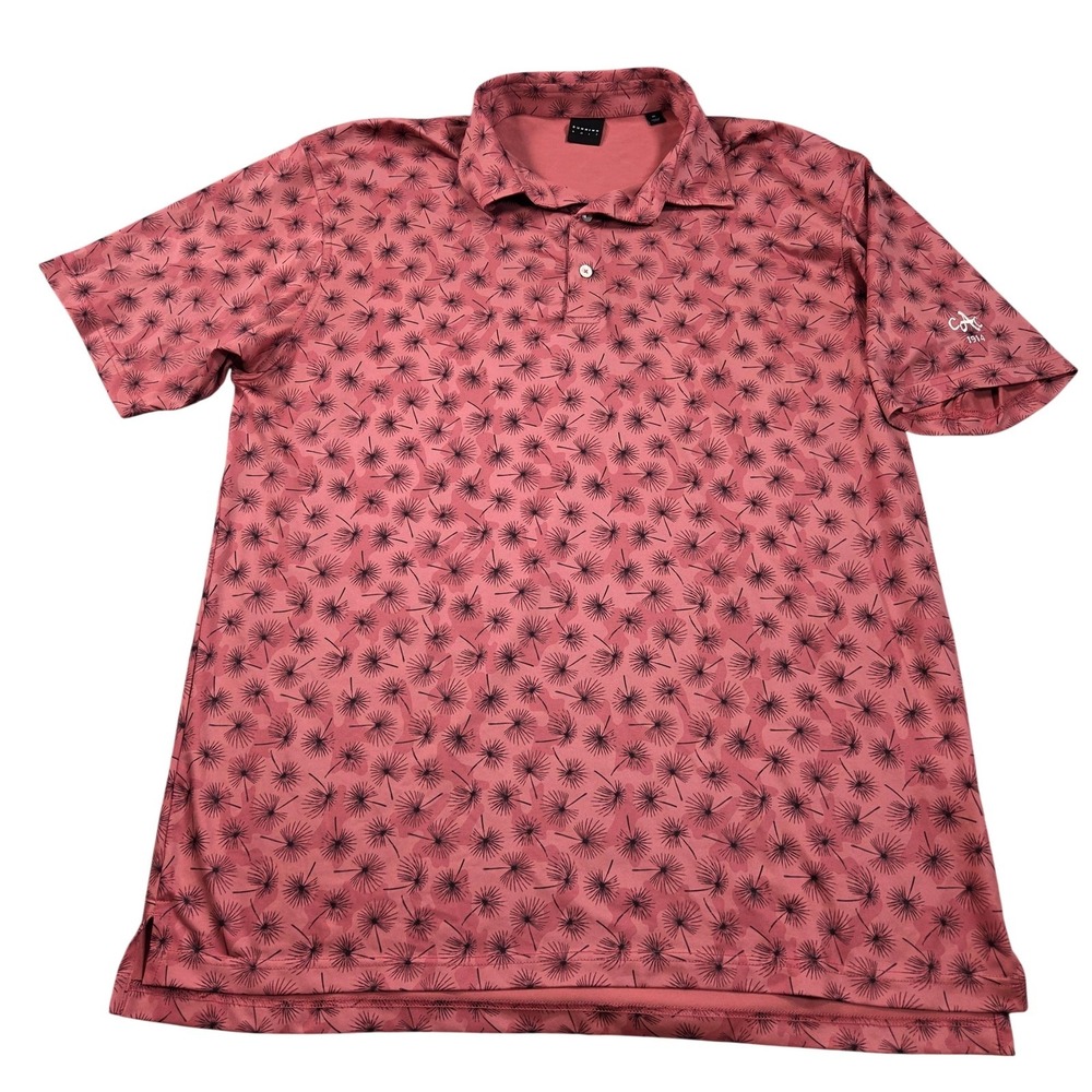 Dunning Polo Shirt Mens XL Pink Graphic Golf Stretch Knit Polyester Spandex